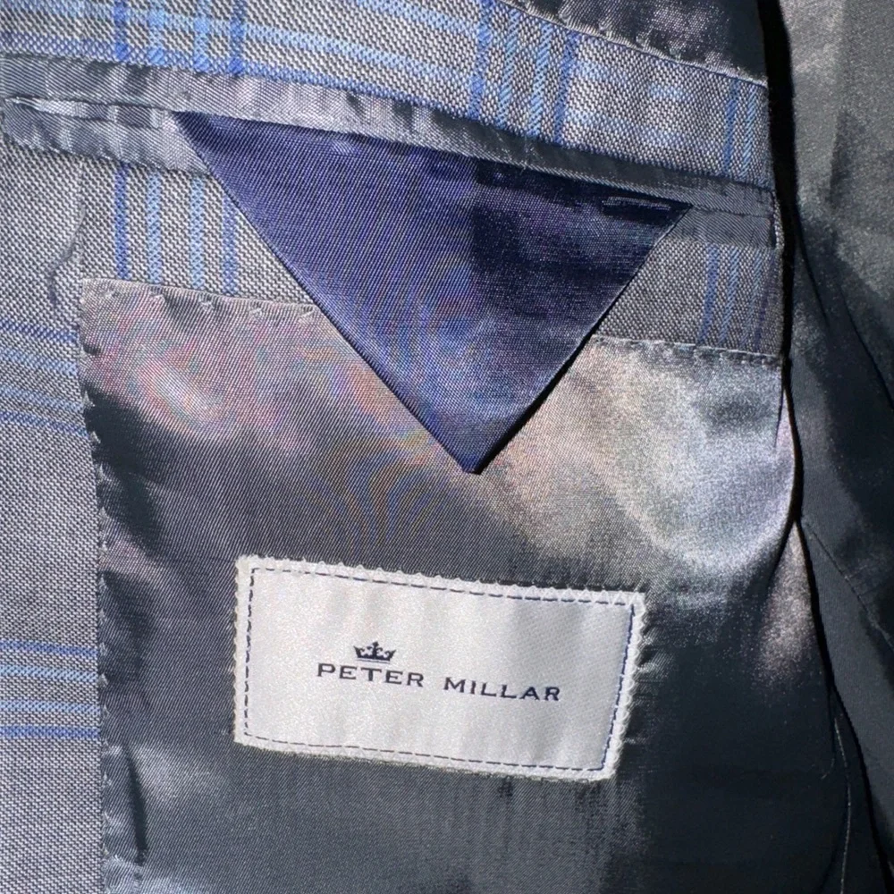 Peter Millar Crown Crafted Wool Blazer Windowpane Plaid Made in Canada - Picture 10 of 12